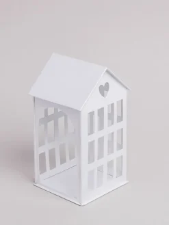 Windlicht "Haus" in Weiß - (B)11,5 x (H)20 x (T)11,5 cm