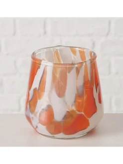 Windlicht "Layla" in Transparent/ Orange - (H)11 x Ø 11,5 cm