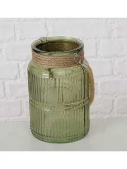 Windlicht ''Sunio'' in Grün - (H)21 x Ø 13,5 cm