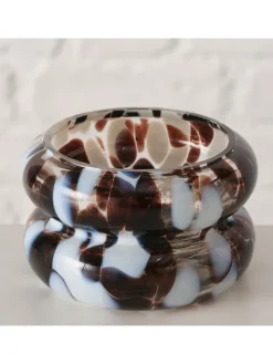 Windlicht "Tocka" in Weiß/ Braun - (H)5,3 x Ø 8,5 cm