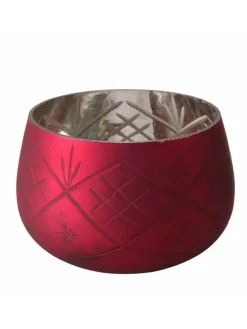 Windlicht "Velva" in Rot - (H)8 cm