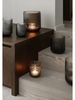 Windlicht ''Ven'' in Grau - (H)20 x Ø 17 cm