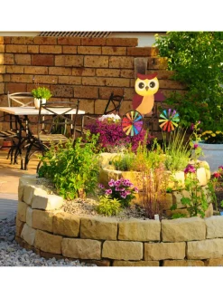 Windrad Eule in Bunt