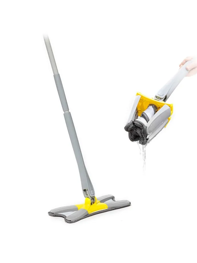 Wischmopp in Grau/ Gelb - (B)38 x (H)142 x (T)18 cm