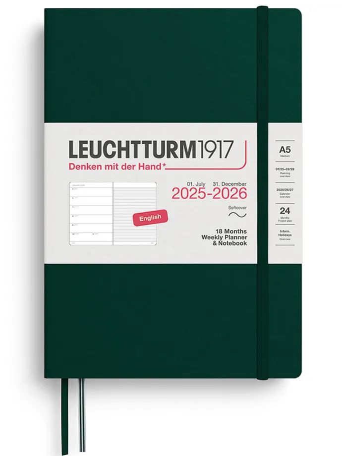 Wochenkalender & Notizbuch in Dunkelgrün - A5, ENG