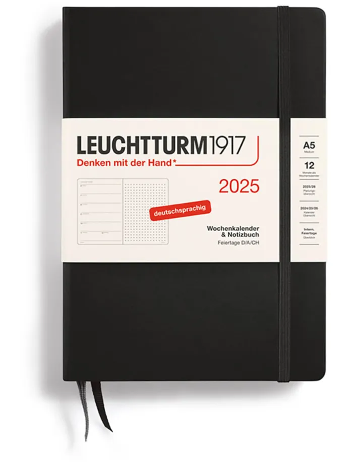 Wochenkalender & Notizbuch in Schwarz - A5