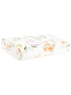 Wohndecke "B2 Blumen Essentials" in Weiß/ Lila/ Orange - (L)200 x (B)150 cm