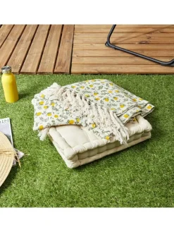 Wohndecke in Gelb/ Grün - (L)150 x (B)120 cm