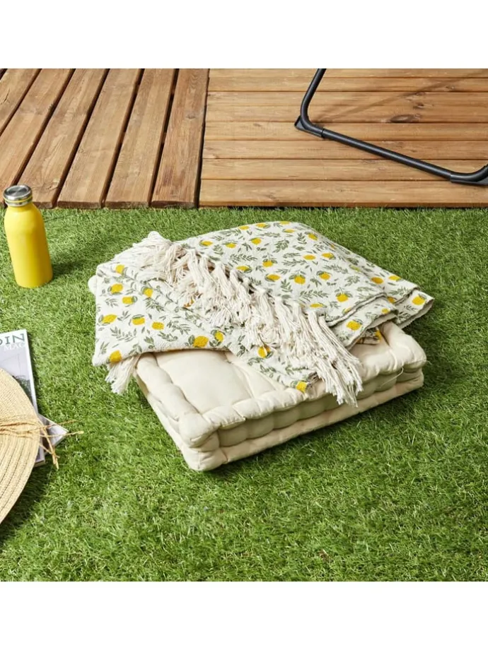 Wohndecke in Gelb/ Grün - (L)150 x (B)120 cm