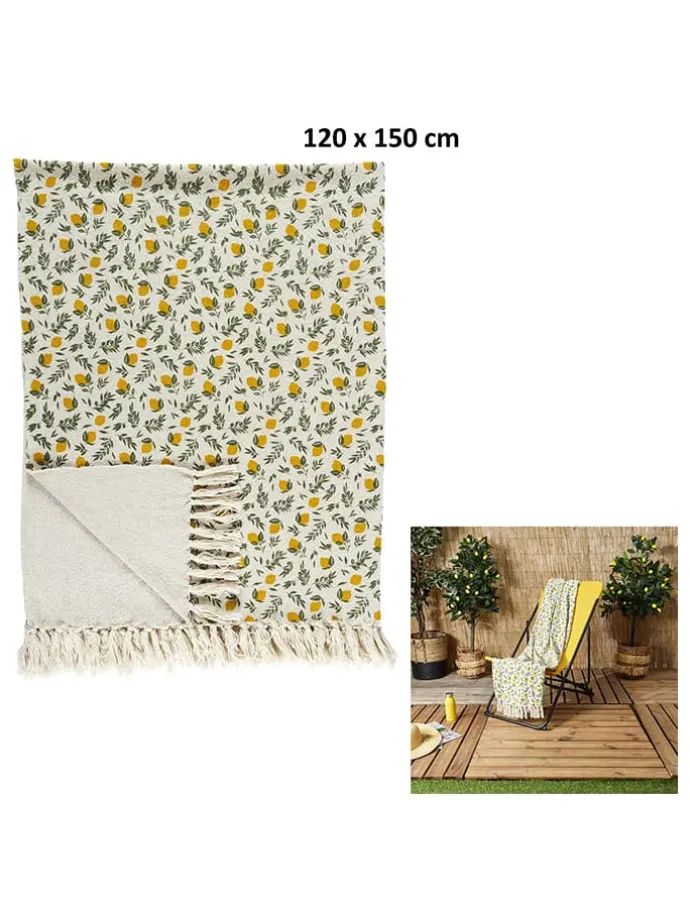 Wohndecke in Gelb/ Grün - (L)150 x (B)120 cm