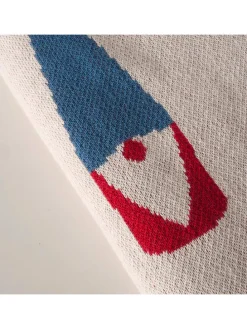 Wohndecke "Remsy" in Weiß/ Blau/ Rot - (L)170 x (B)130 cm