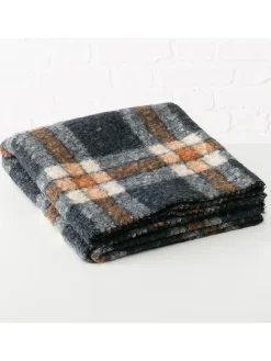 Wohndecke ''Rombo'' in Grau/ Hellbraun - (L)152 x (B)130 cm