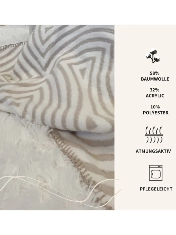Wohndecke "Sand Line" in Weiß / Beige