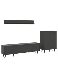 Wohnkombination (B/H/T: 269x175x40 cm) in grau matt tiefzieh