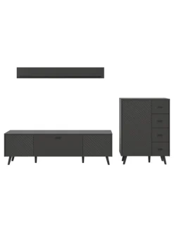 Wohnkombination (B/H/T: 269x175x40 cm) in grau matt tiefzieh