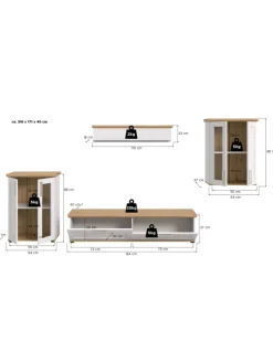 Wohnkombination (B/H/T: 336x161x40 cm) in Sibiu Lärche Nachbildung