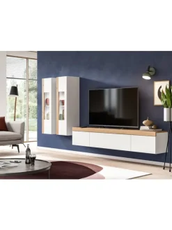 Wohnkombination (B/H/T: 270x34x33 cm) in weiß