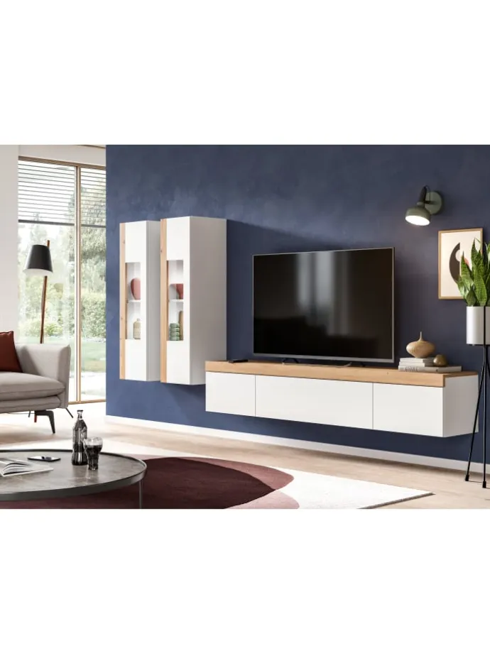 Wohnkombination (B/H/T: 270x34x33 cm) in weiß