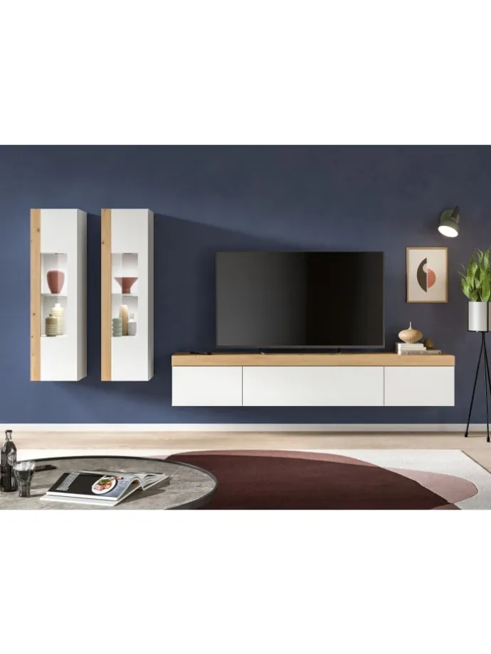 Wohnkombination (B/H/T: 270x34x33 cm) in weiß