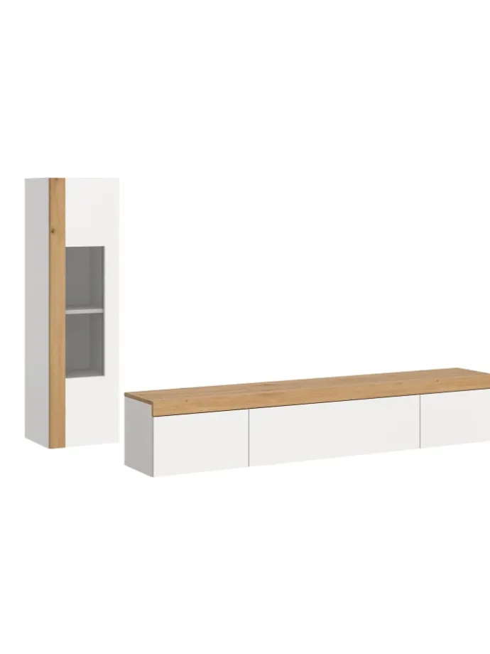 Wohnkombination (B/H/T: 225x34x33 cm) in weiß
