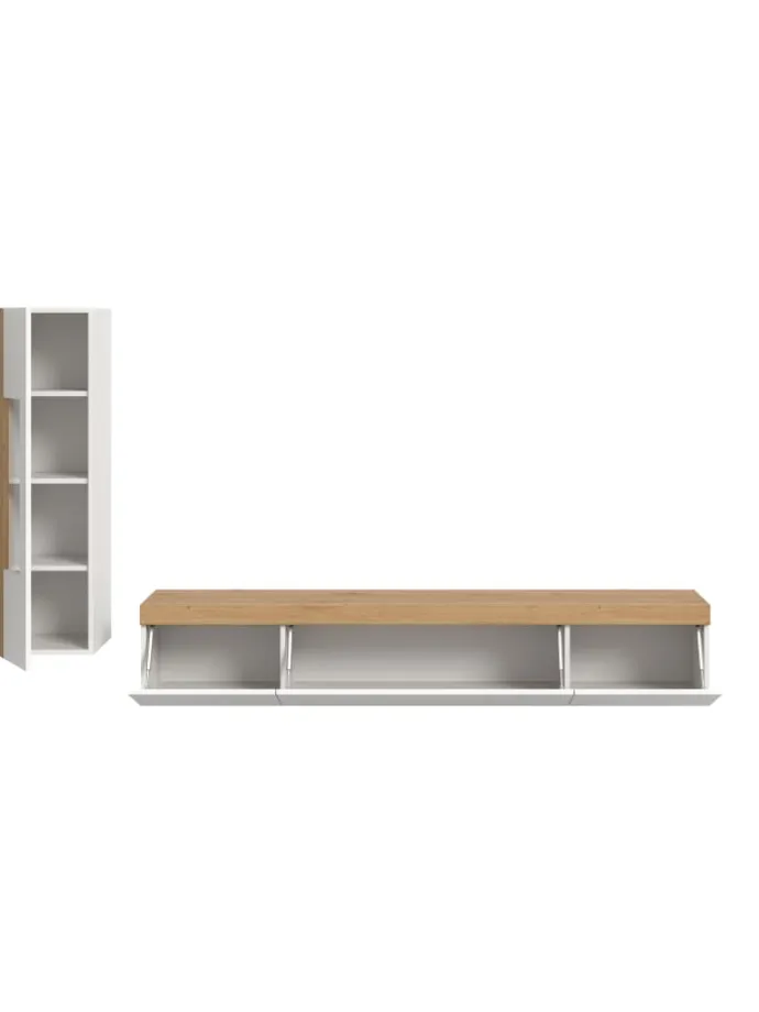 Wohnkombination (B/H/T: 225x34x33 cm) in weiß