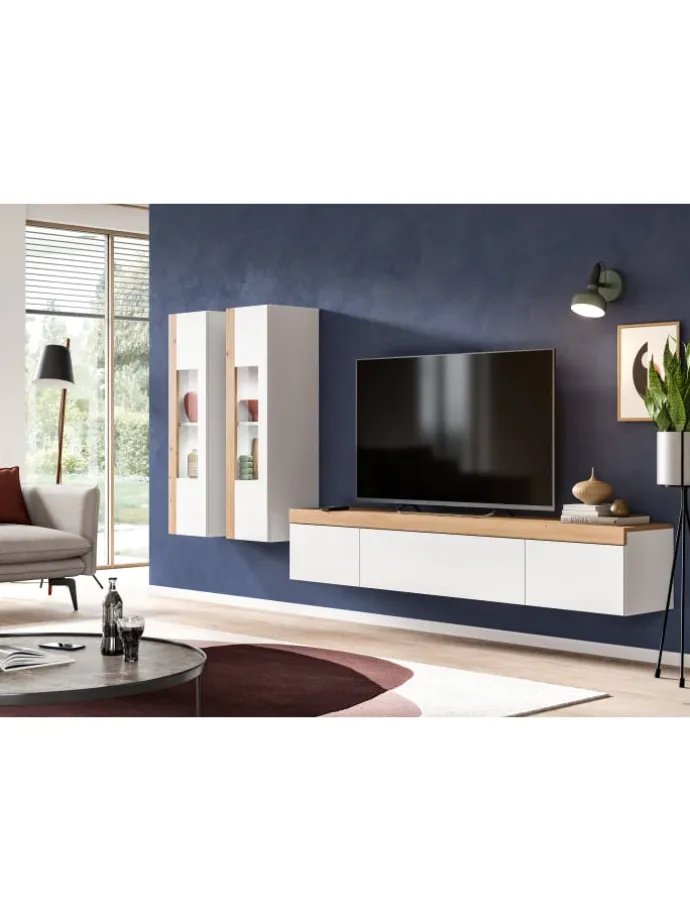 Wohnkombination (B/H/T: 225x34x33 cm) in weiß