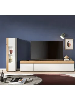 Wohnkombination (B/H/T: 225x34x33 cm) in weiß