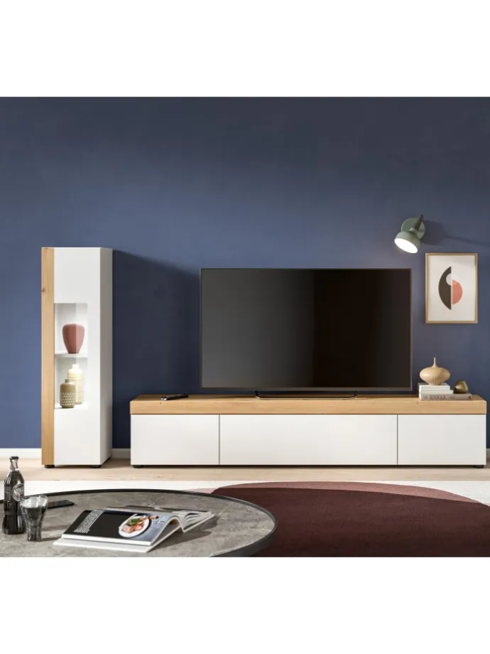 Wohnkombination (B/H/T: 225x34x33 cm) in weiß