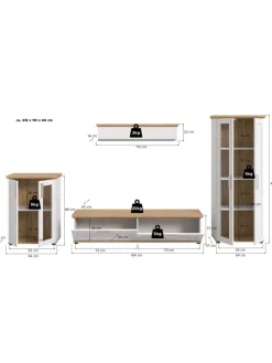 Wohnkombination (B/H/T: 336x161x40 cm) in Sibiu Lärche Nachbildung