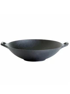 WOK Pfanne aus Gusseisen in schwarz - D: 37cm