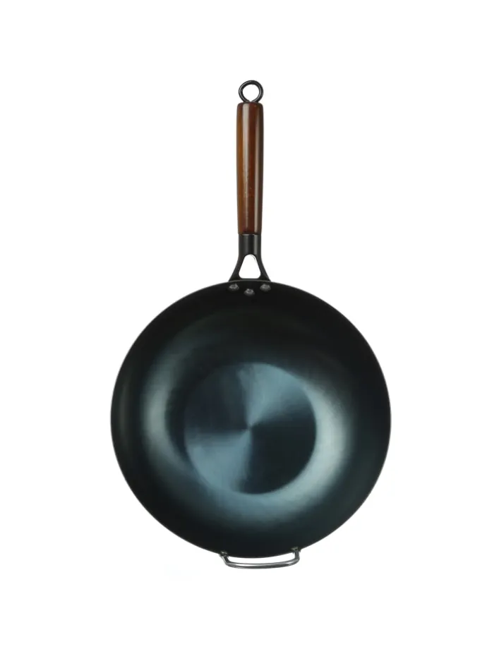 WOK Pfanne für Gasherd Grill Eisen mit Holzgriff D: 32cm