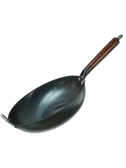 WOK Pfanne für Gasherd Grill Eisen mit Holzgriff D: 32cm