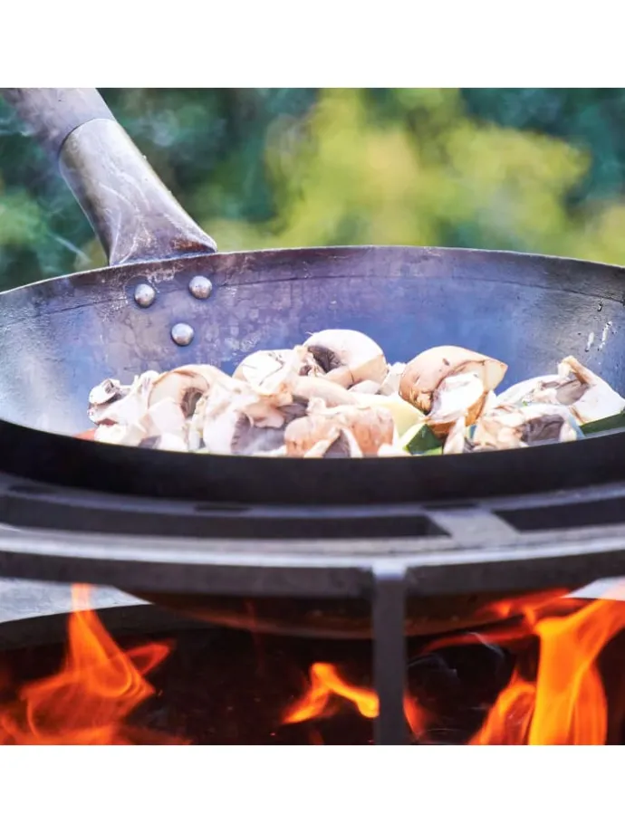 WOK Pfanne für Gasherd Grill Eisen mit Holzgriff D: 32cm