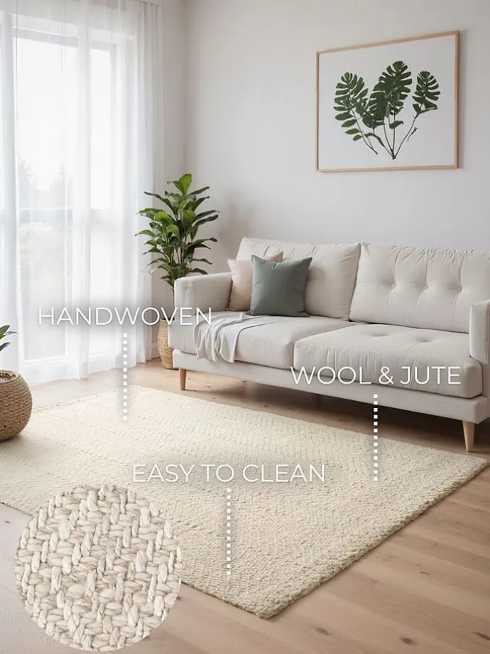 Woll-Teppich "Majoli" in Creme/ Weiß