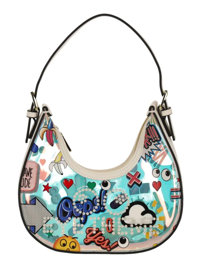 Women 2-In-1 Tote Bag Set in Rainbow White