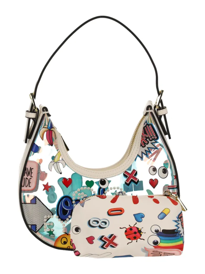 Women 2-In-1 Tote Bag Set in Rainbow White