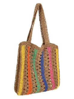 Women Tote Bag in Beige Multicolor