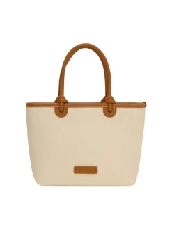 Women Tote Bag in White Brown
