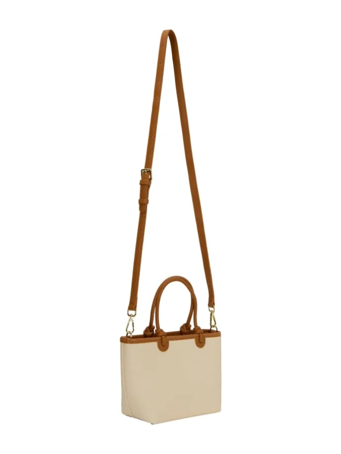 Women Tote Bag in White Brown