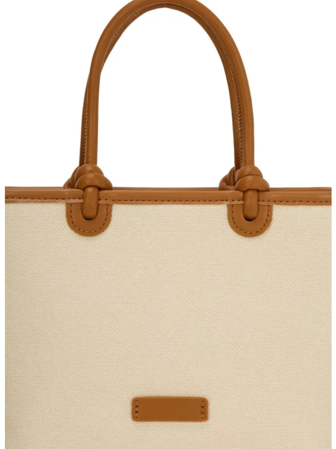 Women Tote Bag in White Brown