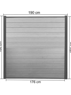 WPC-Sichtschutz Savoie, 3er Set, 5,6m grau