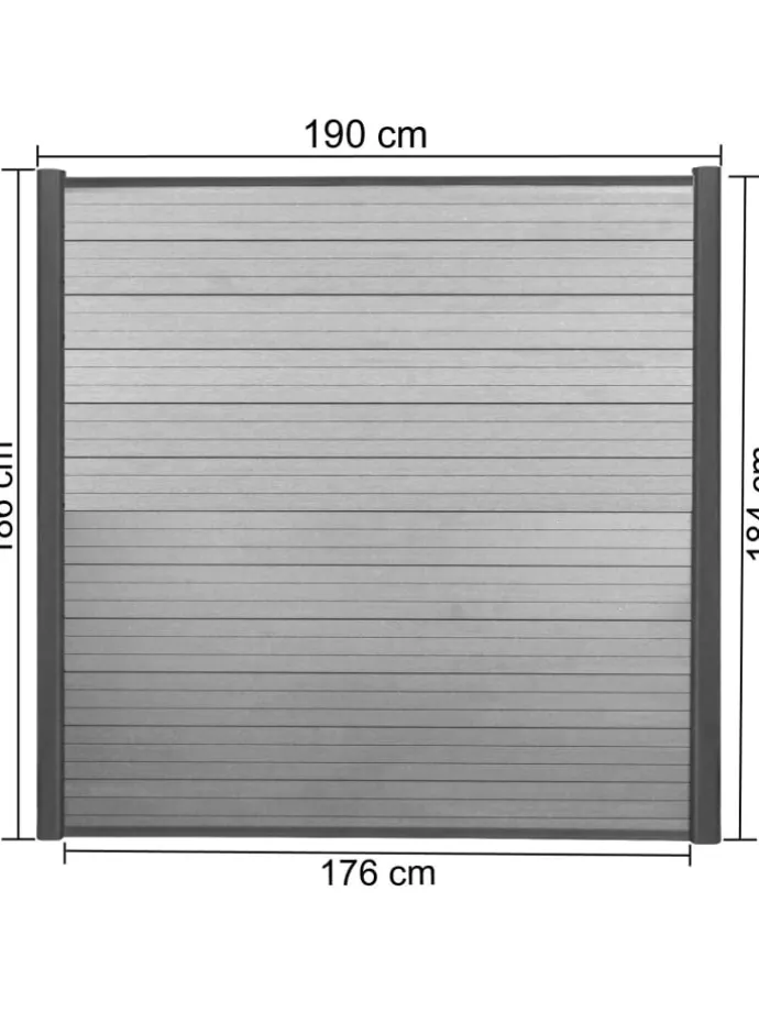 WPC-Sichtschutz Savoie, 3er Set, 5,6m grau