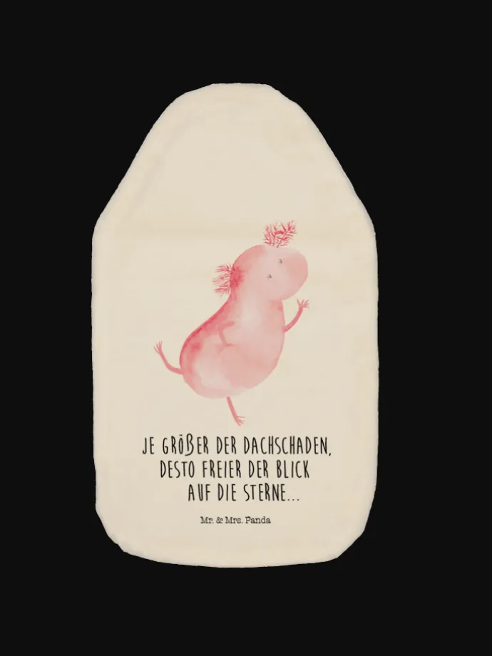 Wärmekissen Axolotl Tanzen mit Spruch in Weiß