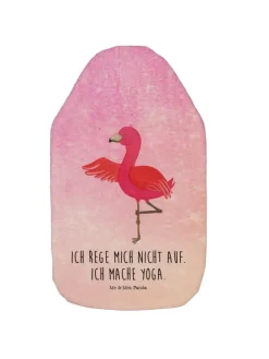 Wärmekissen Flamingo Yoga mit Spruch in Aquarell Pink