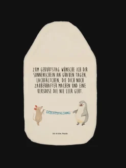 Wärmekissen Maus Pinguin Geburtstag mit Spruch in Weiß