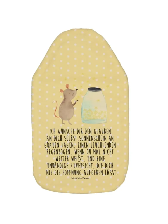 Wärmekissen Maus Sterne mit Spruch in Gelb Pastell