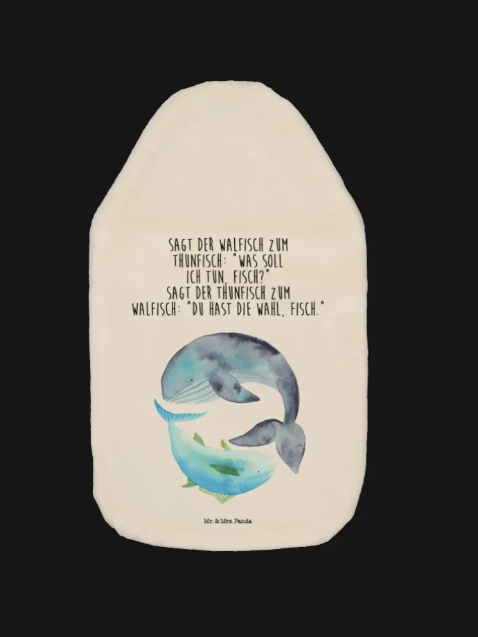 Wärmekissen Walfisch Thunfisch mit Spruch in Weiß
