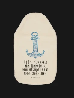 Wärmflasche Anker Blau mit Spruch in Weiß