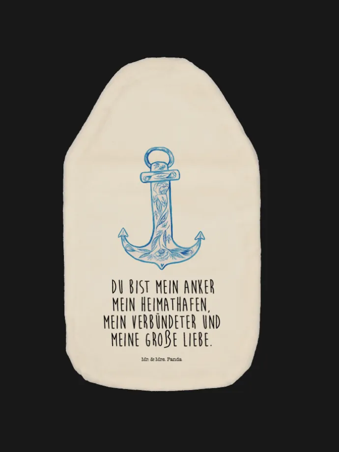 Wärmflasche Anker Blau mit Spruch in Weiß