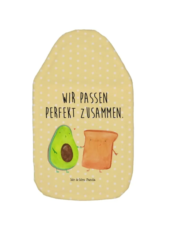 Wärmflasche Avocado Toast mit Spruch in Gelb Pastell